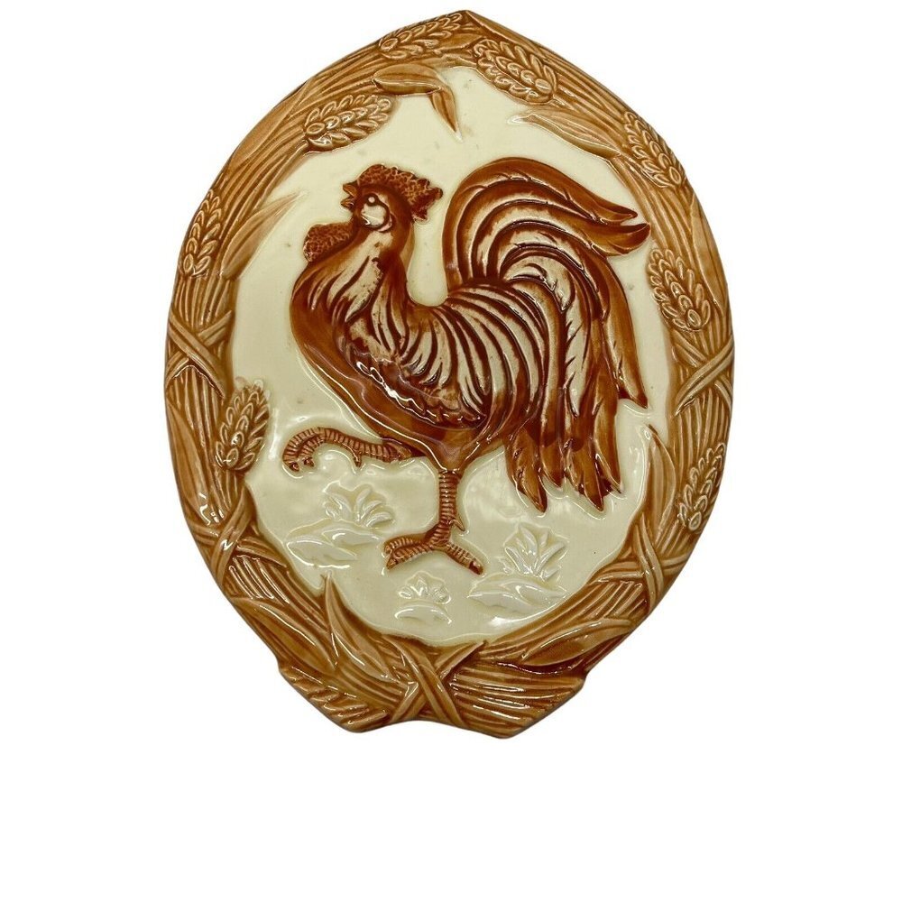 Ceramic Rooster Wall Plaque Trivet Cottage Core Japan Grandma Core Vintage